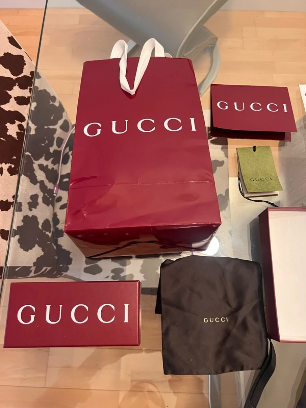 Authentic Gucci GG Bees Silk Monogram Neck Bow Scarf